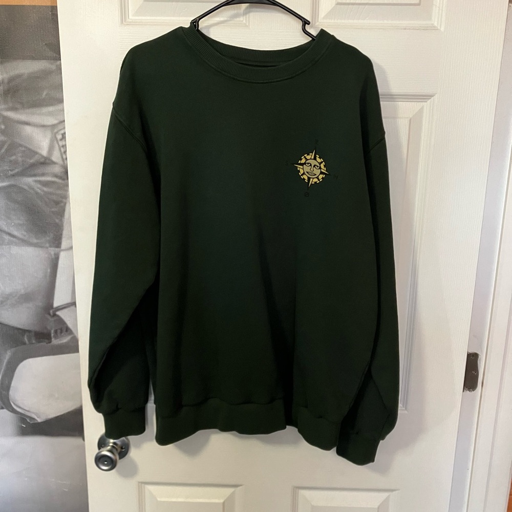 ROARK Crew Sweatshirt Mens Large L Green Sweater Sweat Shirt Fleece Hoodie